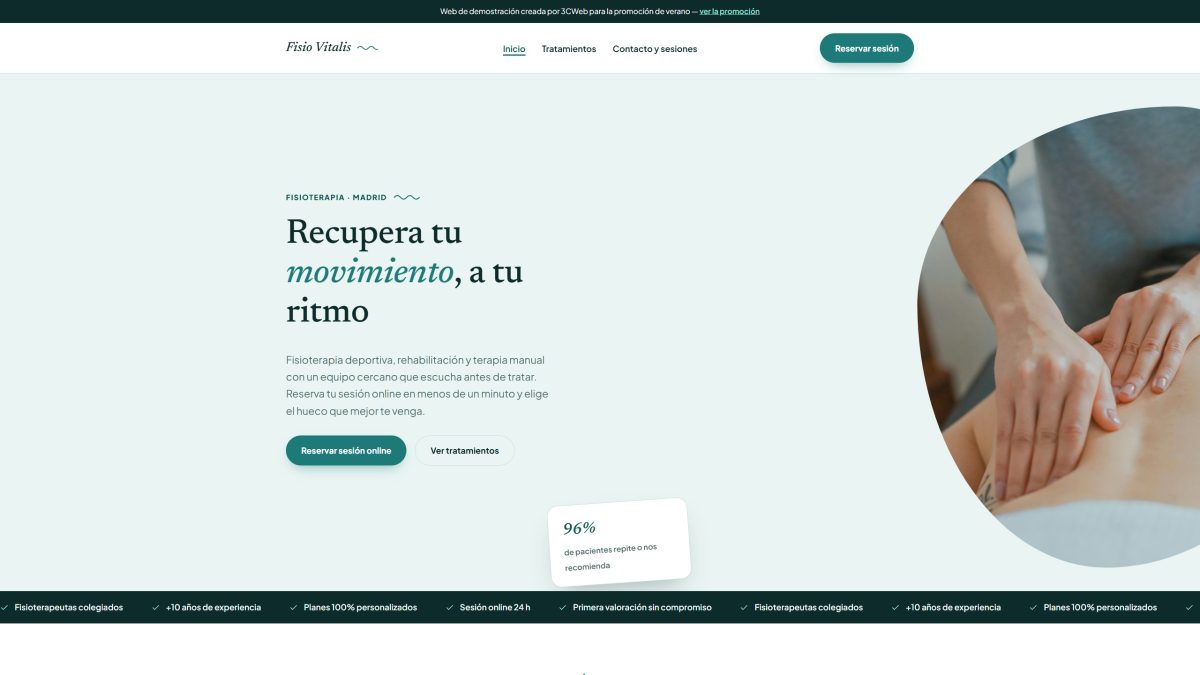 Demo de web para Fisioterapia