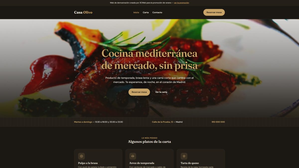 Demo de web para Restaurante